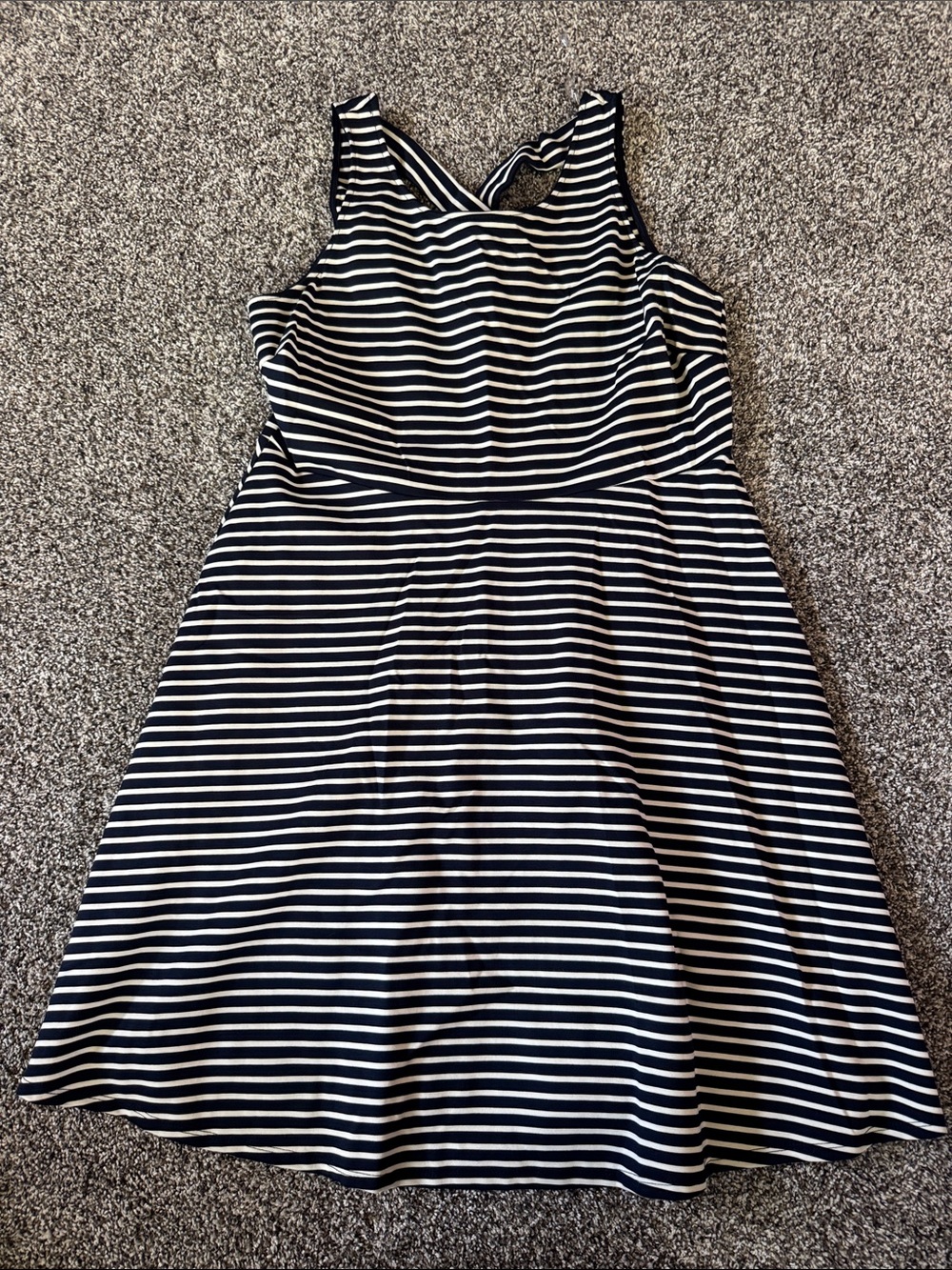 Gilli Navy & White Striped Sleeveless Fit-and-Flare Midi Dress